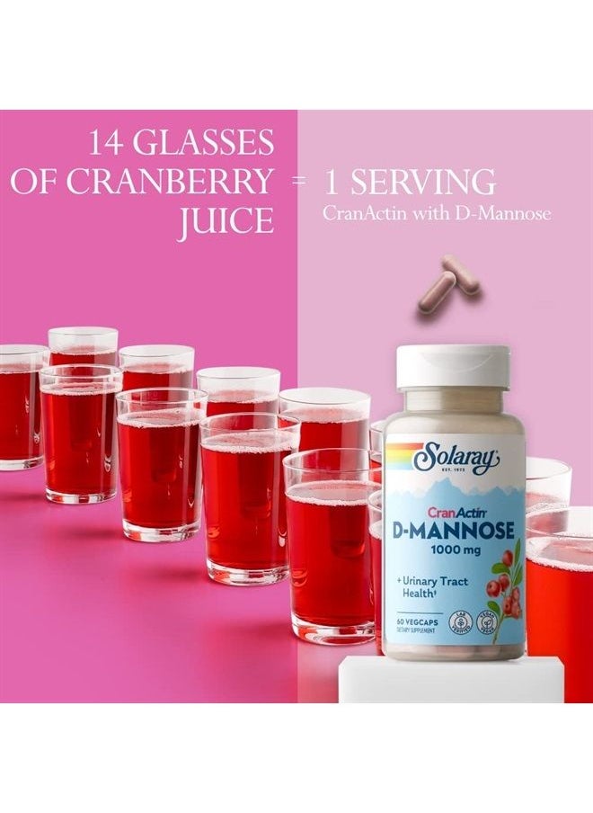 Solaray - Solaray D-Mannose w/CranActin Cranberry Extract 1000mg w/VIT C, Healthy Urinary Tract Support 120ct (120 CT) - Image 1