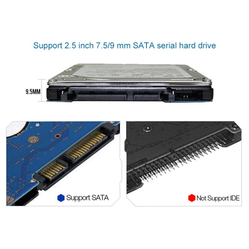 2.5'' غلاف قرص صلب لـ قرص صلب SATA/SSD مع موصل USB2.0 يمكن توصيله واستخدامه مباشرة، غلاف محرك خارجي محمول لكمبيوتر محمول - Image 4
