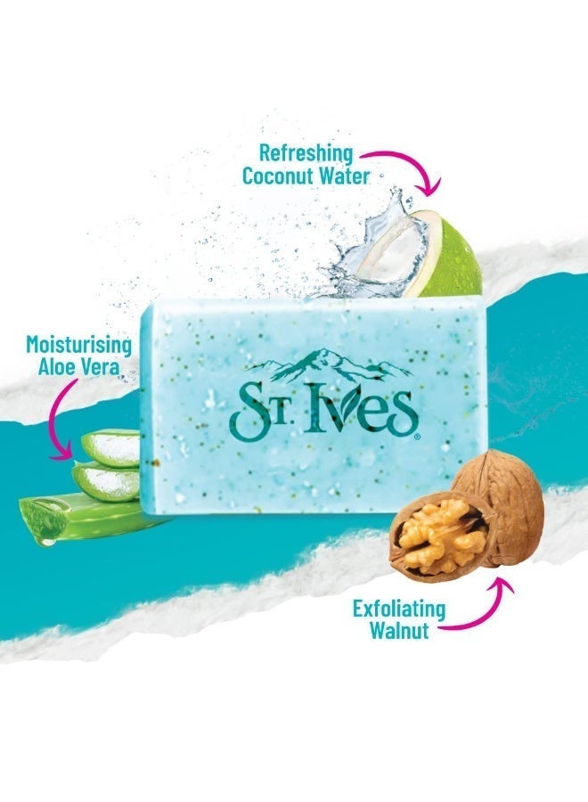 St Ives Coconut Water & Aloe Vera bathing scrub soap| Exfoliating soap with Walnut & Coconut|Made with 100% Natural Extracts| For Natural Glowing skin|PETA Approved| Cruelty Free|Offer Pack Buy 4 Get - Image 1