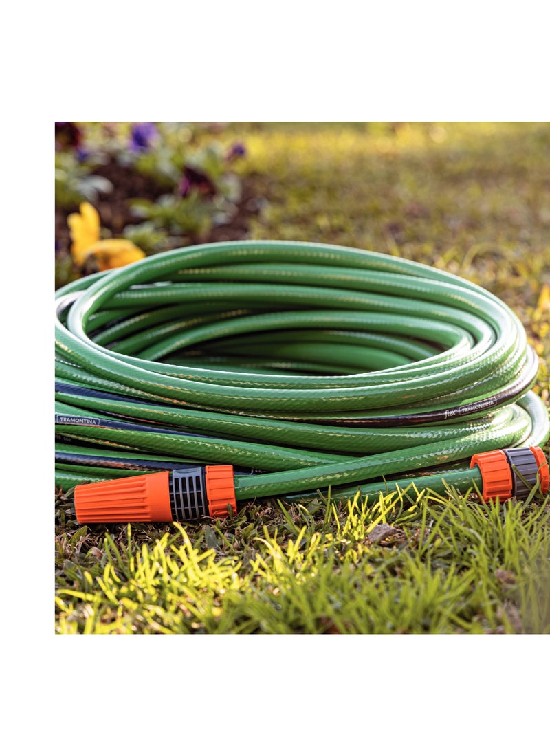 TRAMONTINA Green Flex Garden Hose with Black PVC Stripe, 4 Layers, 15 m with Threaded Coupling and Nozzle, 79167150, - Image 2