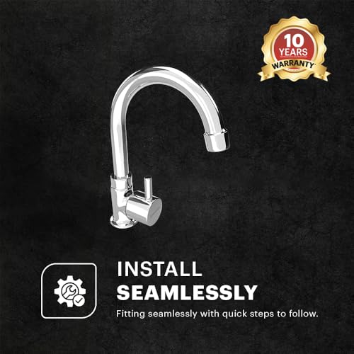 Johnson Bathrooms Johnson Coral Floor Mounted Swan Neck Brass Pillar Cock for Bathroom and Kitchen Sinks| Durable Brass Build, Leak Proof, Premium Body, Wash Basin Tap, Kitchen Tap| 10 Years Warranty - Image 2
