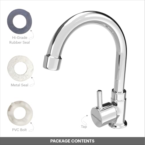 Johnson Bathrooms Johnson Coral Floor Mounted Swan Neck Brass Pillar Cock for Bathroom and Kitchen Sinks| Durable Brass Build, Leak Proof, Premium Body, Wash Basin Tap, Kitchen Tap| 10 Years Warranty - Image 3