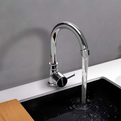 Johnson Bathrooms Johnson Coral Floor Mounted Swan Neck Brass Pillar Cock for Bathroom and Kitchen Sinks| Durable Brass Build, Leak Proof, Premium Body, Wash Basin Tap, Kitchen Tap| 10 Years Warranty - Image 1