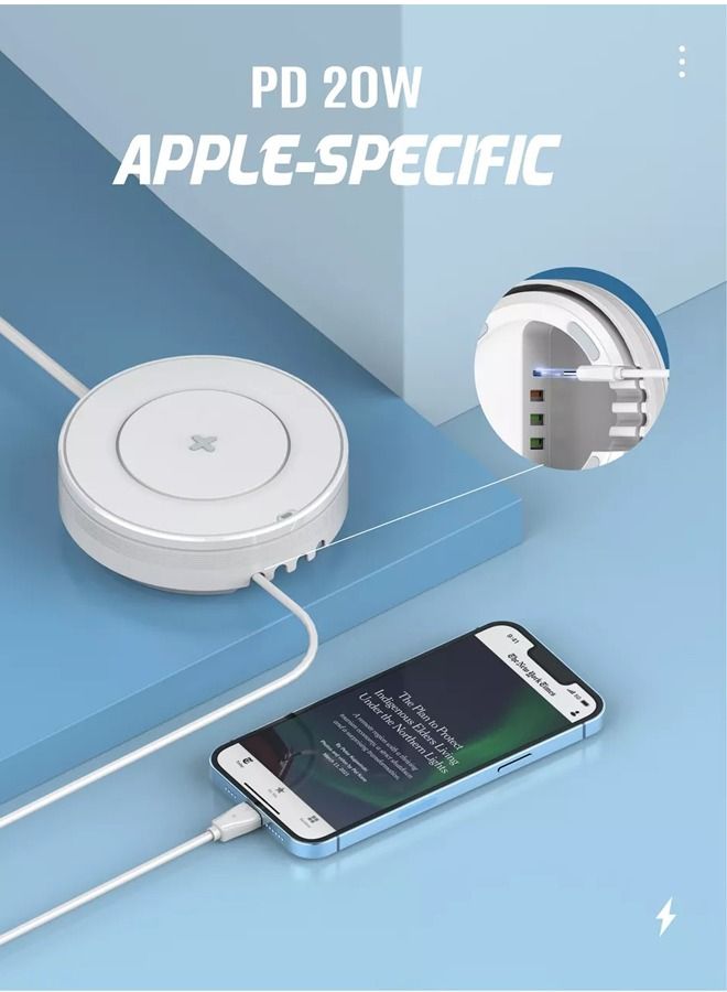 LDNIO Wireless Charger 5-in-1 Wireless Charging Station with 15W Qi-Certified Wireless Charger & 32W USB-C Port PD Fast Charger, Portable Multiport Charger for iPhone, iPad, Samsung and More - Image 5