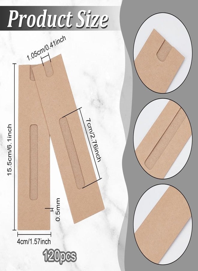 NBEADS 120 Pcs Kraft Pen Gift Boxes, Burlywood Slip-in Pen Packaging Box with Clear Window for Pencil Ballpoint Fountain Pen Display and Office School Supplies, 6.1x1.57inch - Image 2