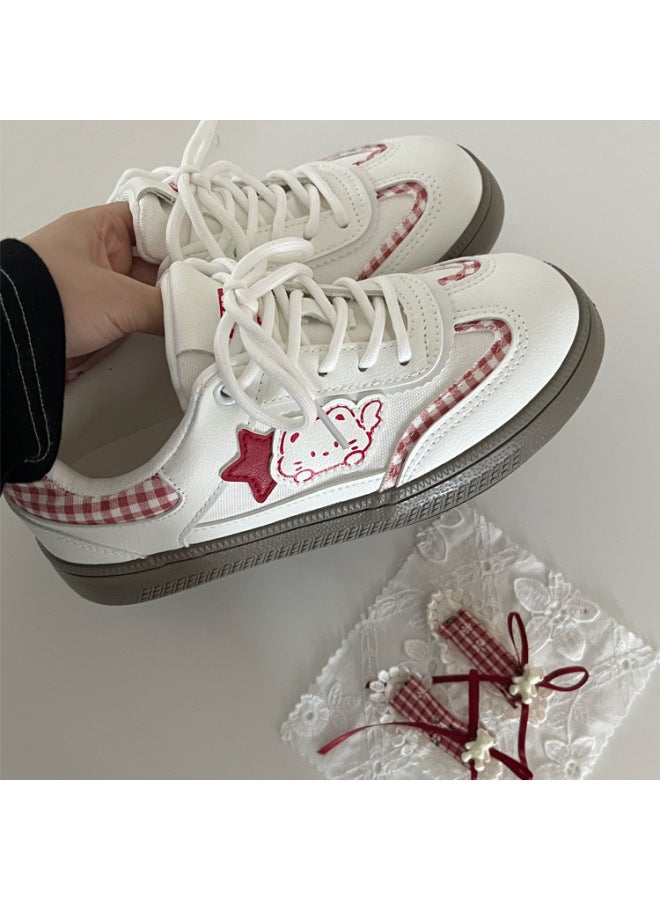Bow Sneakers For Women  Autum New Niche Versatile Breathable White Shoes Korean Girl Moral Training Shoes For Women