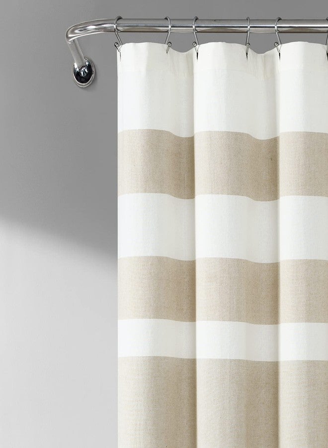 Lush Decor, Taupe Cape Cod Stripe Yarn Dyed Cotton Shower Curtain, 72" x 72", 72" x 72 - Image 5