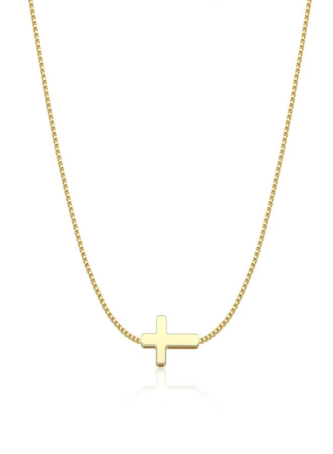 Rotnso Cross Necklace for Women 14K Gold Silver Plated Dainty Small Cross Pendant Choker Simple Trendy Cute Cross Charm Chain Necklace Easter Basket Stuffers Baptism Religious Faith Jewelry Gift - Image 1
