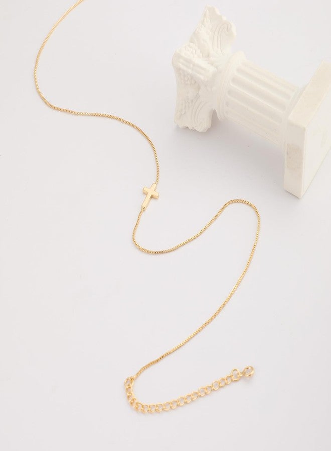 Rotnso Cross Necklace for Women 14K Gold Silver Plated Dainty Small Cross Pendant Choker Simple Trendy Cute Cross Charm Chain Necklace Easter Basket Stuffers Baptism Religious Faith Jewelry Gift - Image 5