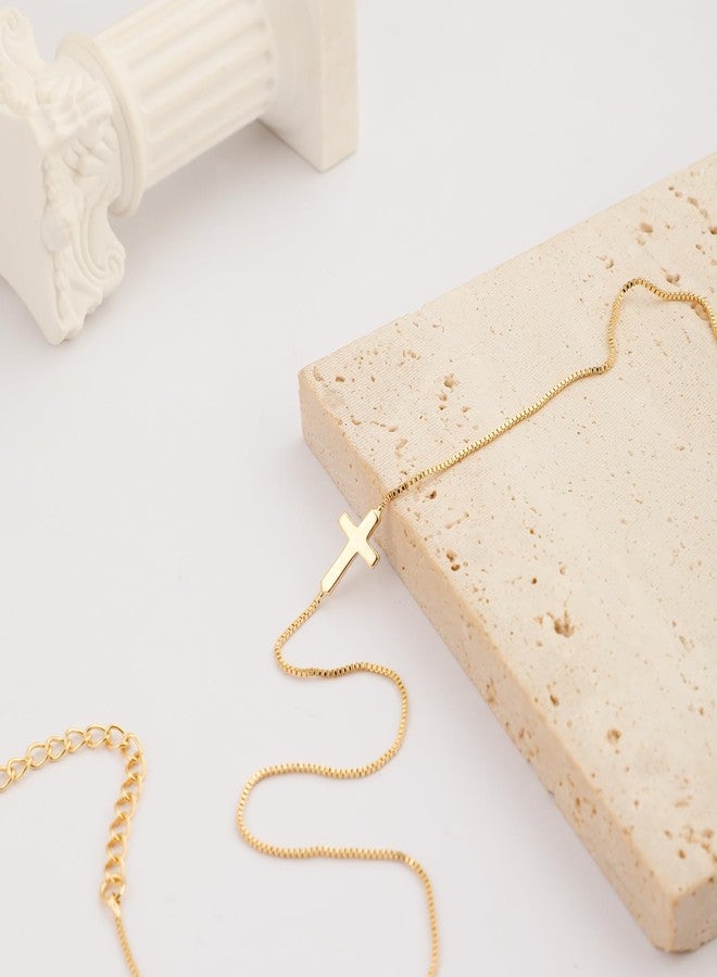 Rotnso Cross Necklace for Women 14K Gold Silver Plated Dainty Small Cross Pendant Choker Simple Trendy Cute Cross Charm Chain Necklace Easter Basket Stuffers Baptism Religious Faith Jewelry Gift - Image 4