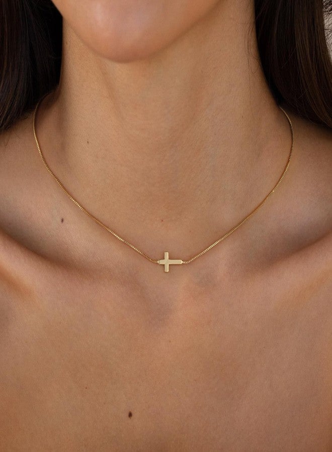 Rotnso Cross Necklace for Women 14K Gold Silver Plated Dainty Small Cross Pendant Choker Simple Trendy Cute Cross Charm Chain Necklace Easter Basket Stuffers Baptism Religious Faith Jewelry Gift - Image 3