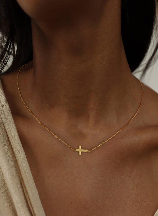 Rotnso Cross Necklace for Women 14K Gold Silver Plated Dainty Small Cross Pendant Choker Simple Trendy Cute Cross Charm Chain Necklace Easter Basket Stuffers Baptism Religious Faith Jewelry Gift - Image 2