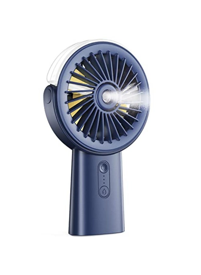 Otlonpe Handheld Misting Fan Portable, 4000mAh Rechargeable Small Personal Water Spray Hand Held Mist Fan Battery Operated, 90° Rotatable, Power Bank for Travel Home Office Men Women Kids (Blue)  - Image 1