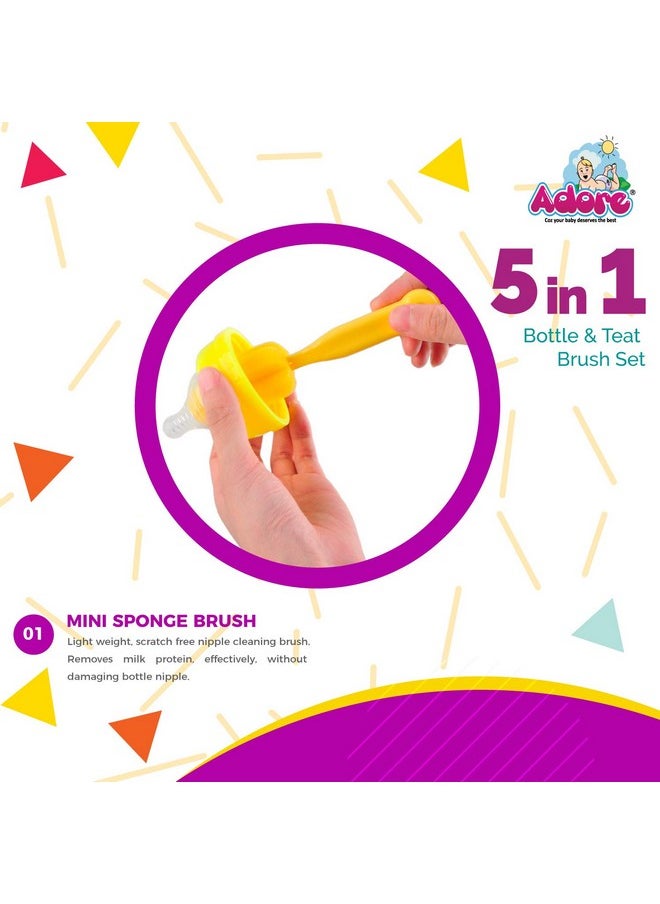 Adore Bottle Nipple And Straw Cleaning Kit, Multi Color Feeding Bottle Cleaner Brush (Cleaning Brush Kit) (5 In 1 Kit)  - Image 2