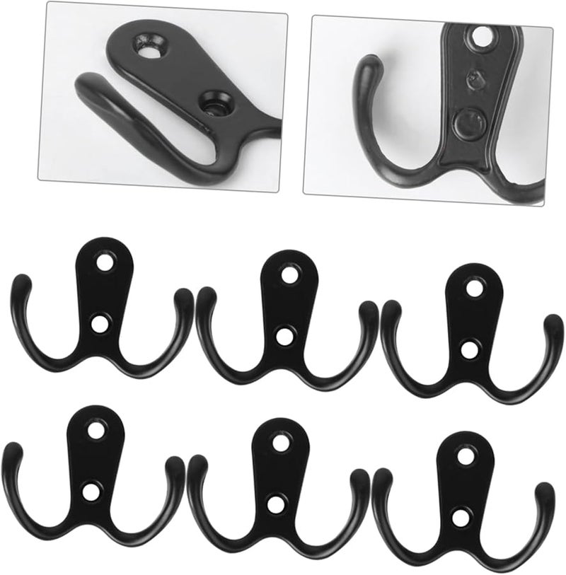 Unomor 10 حزمة من خطافات المعطف المعدنية السوداء ذات الشقين لتوفير المساحة للمدخل والحمام - Image 3