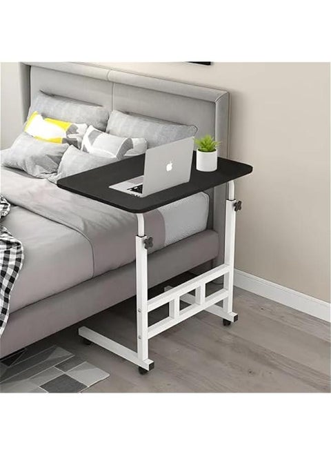Adjustable Height Mobile Computer Desk， Home Bedrooms And Office Desks For Work and Study Moveable Portable Coffee Overbed Tray Bedside Sofa Table (Black)