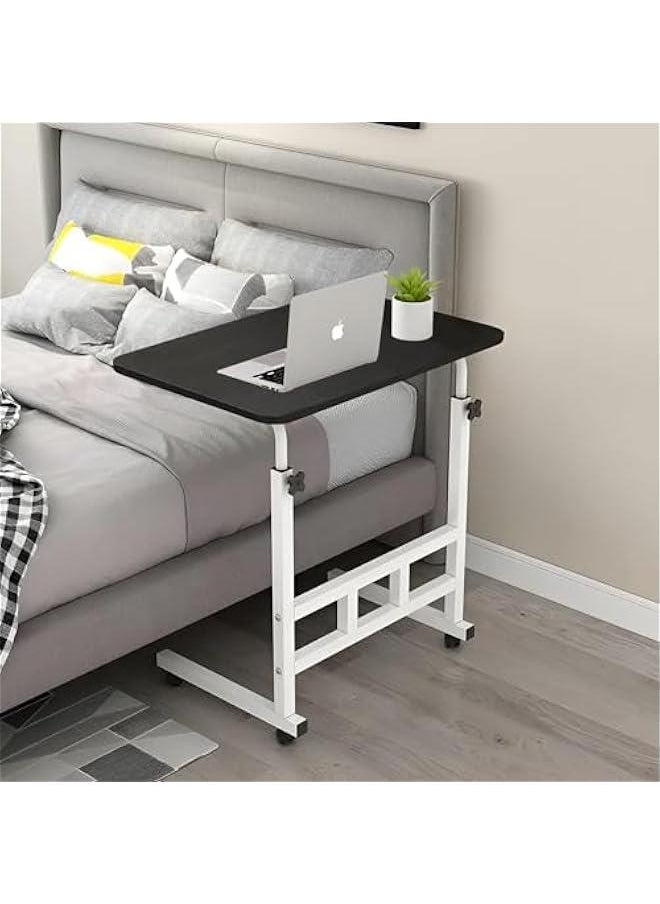 Adjustable Height Mobile Computer Desk， Home Bedrooms And Office Desks For Work and Study Moveable Portable Coffee Overbed Tray Bedside Sofa Table (Black)