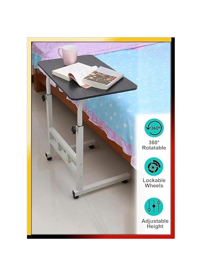 Adjustable Height Mobile Computer Desk， Home Bedrooms And Office Desks For Work and Study Moveable Portable Coffee Overbed Tray Bedside Sofa Table (Black)