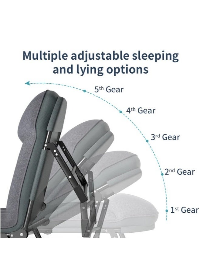XiuWoo Portable Foldable Camping Bed, Adjustable Medical Bed, Comfortable Recliner Bed Lounger Chair, Single Sleeping Bed, Resting Bed, Adults Camping Cot for Outdoor Beach Office Grey 180*60cm - Image 2