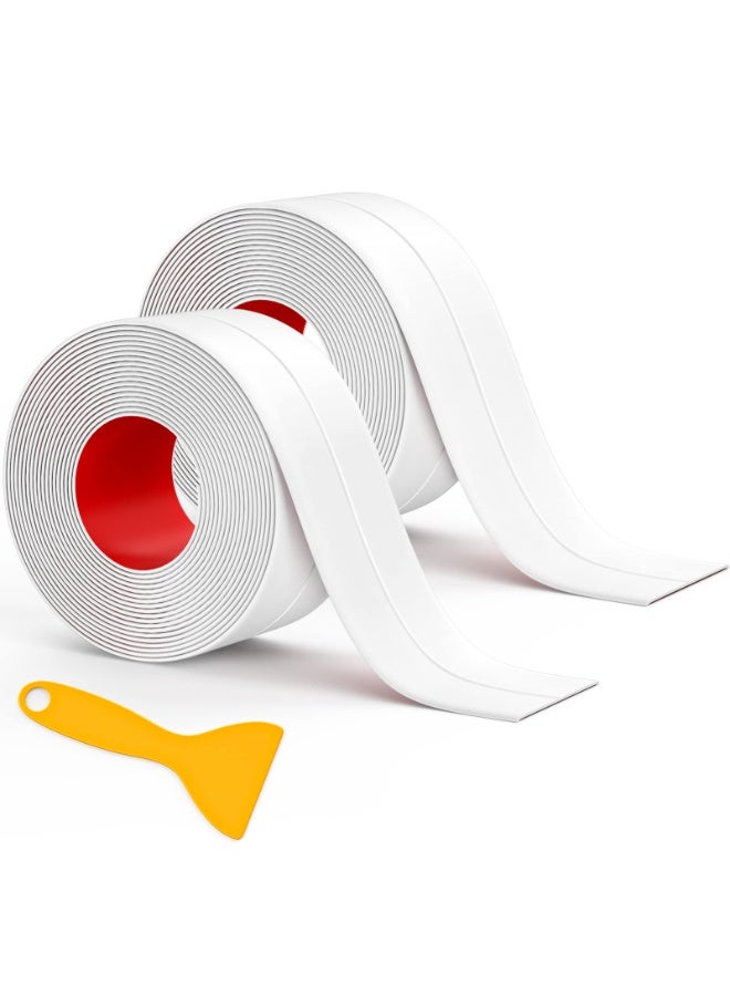 لياكم شريط سد أبيض، لفافتان من شريط السد اللاصق ذاتي اللصق، شريط سد أبيض لزوايا الحمام، شريط سد ذاتي اللصق مقاوم للماء، يُستخدم لأحواض المطبخ، وأحواض الاستحمام، والأرضيات، والجدران، وحواف الأرضيات، وشريط حماية، وشريط مانع تسرب مقاوم للماء للمطابخ، والحمامات، والدش، وأحواض الاستحمام، والمرحاض، والجدران، والأرضيات، وأسطح العمل، مع أداة سد (126 × 1.5 بوصة). - Image 1