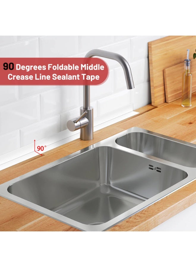 لياكم شريط سد أبيض، لفافتان من شريط السد اللاصق ذاتي اللصق، شريط سد أبيض لزوايا الحمام، شريط سد ذاتي اللصق مقاوم للماء، يُستخدم لأحواض المطبخ، وأحواض الاستحمام، والأرضيات، والجدران، وحواف الأرضيات، وشريط حماية، وشريط مانع تسرب مقاوم للماء للمطابخ، والحمامات، والدش، وأحواض الاستحمام، والمرحاض، والجدران، والأرضيات، وأسطح العمل، مع أداة سد (126 × 1.5 بوصة). - Image 5