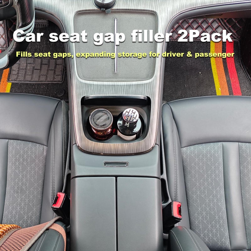 TUOBITUO Car Seat Gap Filler 2 Pack with Organizer Hook Function & Car Glass Breaker,Prevents Small Items Tools from Falling Gap Stopper Seat Side Gap Filler for All Cars - Image 2