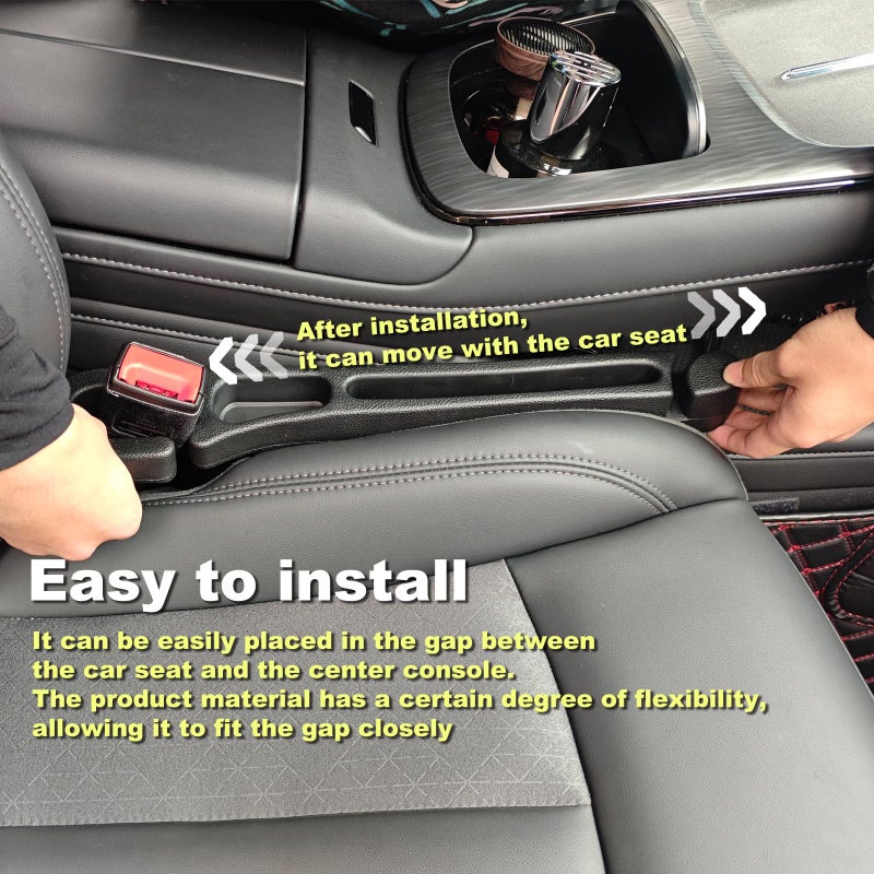 TUOBITUO Car Seat Gap Filler 2 Pack with Organizer Hook Function & Car Glass Breaker,Prevents Small Items Tools from Falling Gap Stopper Seat Side Gap Filler for All Cars - Image 4