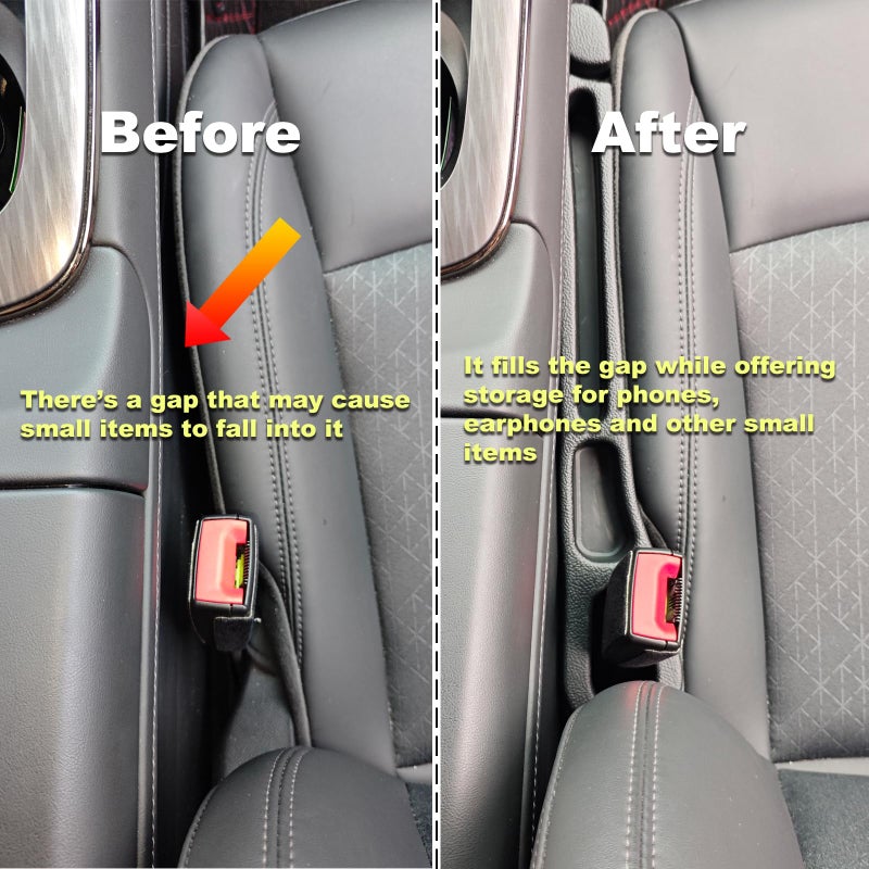 TUOBITUO Car Seat Gap Filler 2 Pack with Organizer Hook Function & Car Glass Breaker,Prevents Small Items Tools from Falling Gap Stopper Seat Side Gap Filler for All Cars - Image 3