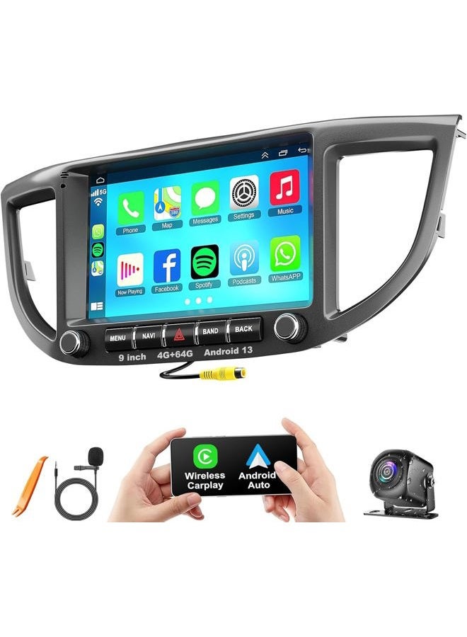 Adapter-Universe 4G+64G Car Radio for Honda CRV 2012 2013 2014 2015 2016, 9 Inch IPS Touch Screen CRV Stereo with Carplay&Android Auto,Blutooth& GPS Navigation, Back-up Camera&FM Radio - Image 1