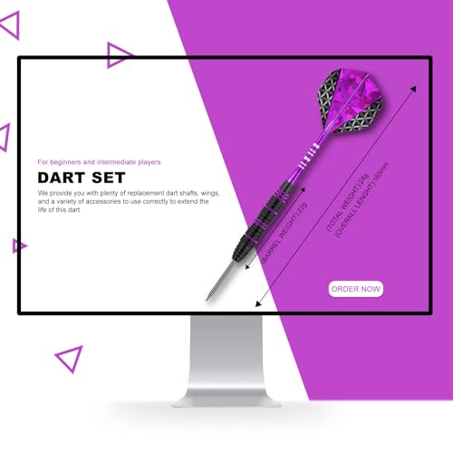 Lavishio Dart Metal Tip Set 3 Aluminum Dart Shafts Steel Tip Dart Set Professional Darts Steel Tip Set + Extra 3 Dart Flights 3 Replace Plastic Shafts (Black Purple) - Image 3