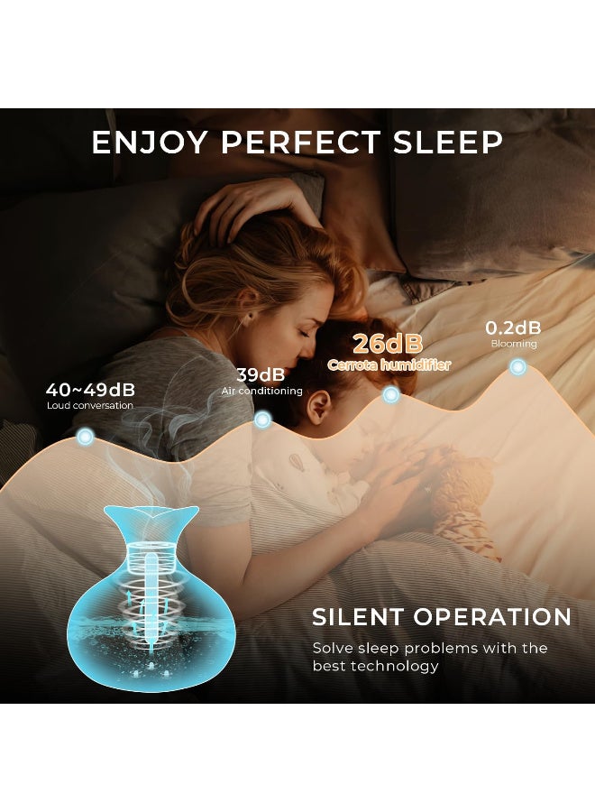 مرطب هواء على شكل زهرة، مرطب هواء من الخشب، 300 مل، مع إضاءة ليلية LED بـ 7 ألوان، شكل زهرة، وضعان للضباب، هادئ للغاية، سطح مكتب USB للسيارة، غرفة المكتب، غرفة النوم، المكتب، السفر (لايت وود) - Image 2