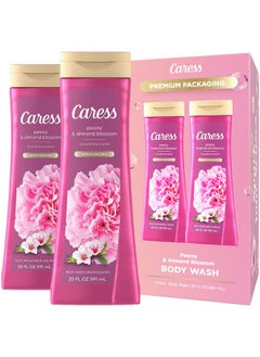 Caress Moisturizing Peony & Almond Blossom Body Wash For Fresh Smooth Skin Body Soap To Soothe & Unwind 20 Fl Oz (Pack Of 2)  - Image 1