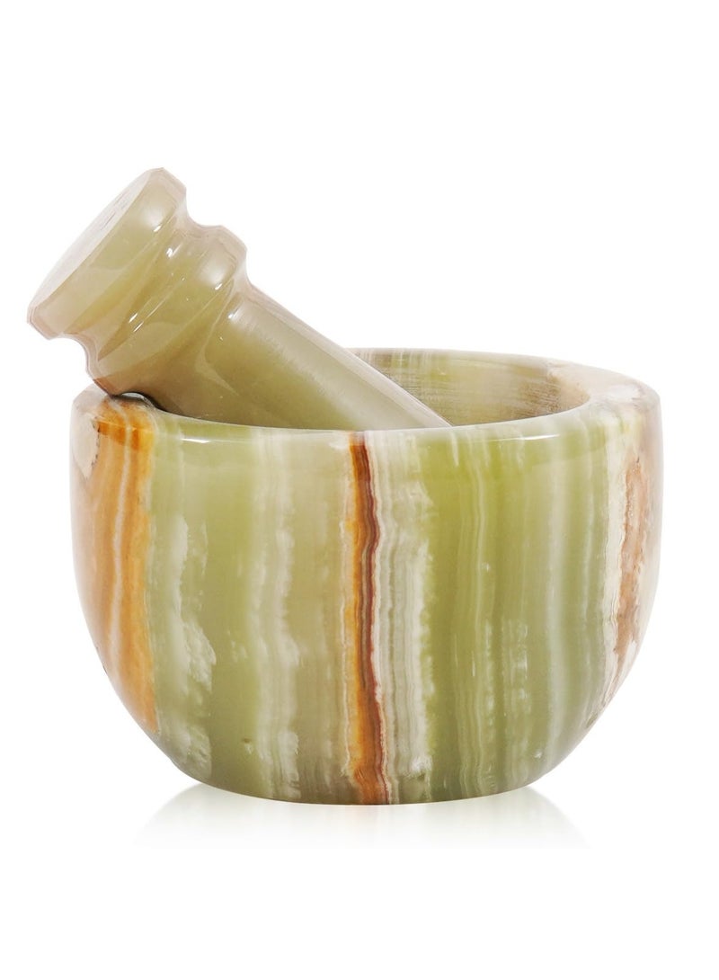 MARBLE RANGE Handmade Green Marble Mortar & Pestle Set 3 Inch, Mini Garlic Crusher & Herb Grinder Bowl, Spice Grinder for Kitchen, Ideal for Cooking, Home, or Gift - Image 1