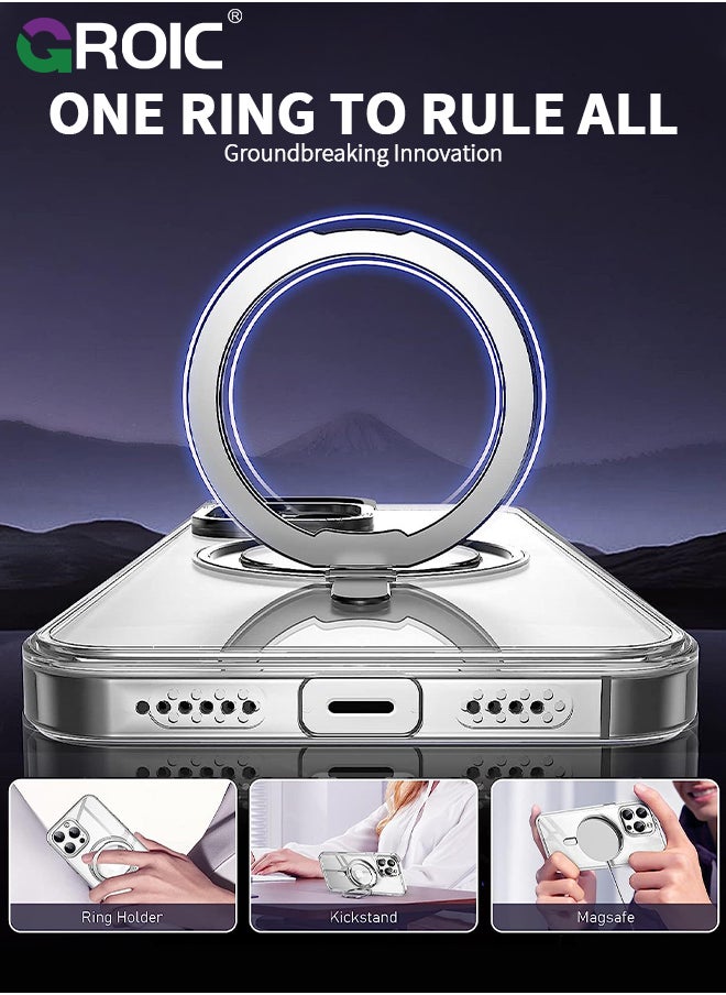 GROIC - For iPhone 15 Pro Max Case with Magnetic Invisible Stand, Compatible with MagSafe,Transparent Phone Cover with Lens Protection,iPhone 15 Pro Max 6.7'' Shockproof Phone Shell - Image 1