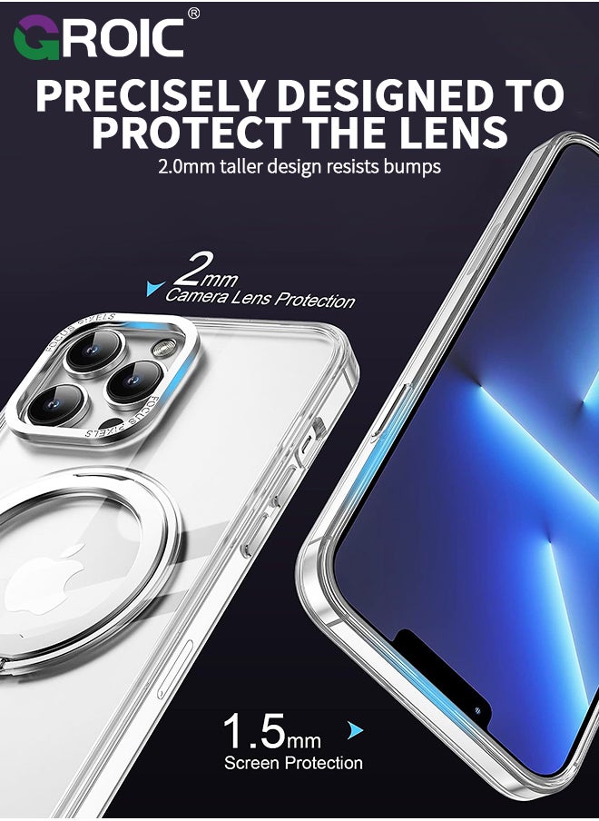 GROIC - For iPhone 15 Pro Max Case with Magnetic Invisible Stand, Compatible with MagSafe,Transparent Phone Cover with Lens Protection,iPhone 15 Pro Max 6.7'' Shockproof Phone Shell - Image 1
