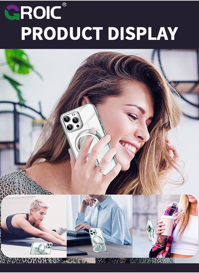 GROIC - For iPhone 15 Pro Max Case with Magnetic Invisible Stand, Compatible with MagSafe,Transparent Phone Cover with Lens Protection,iPhone 15 Pro Max 6.7'' Shockproof Phone Shell - Image 1