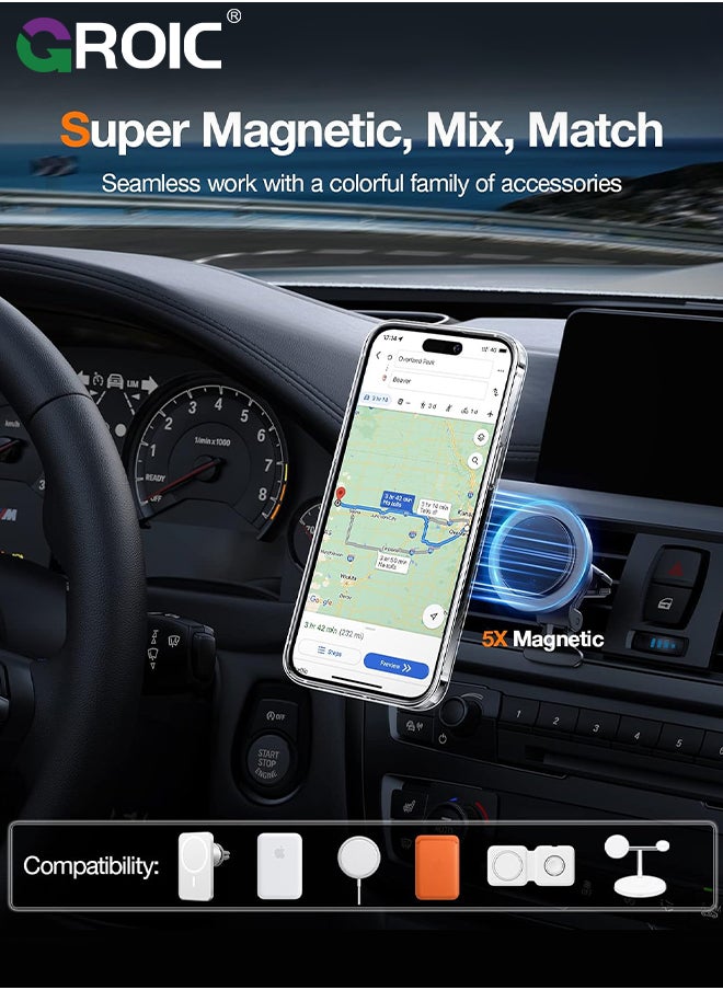 GROIC - For iPhone 15 Pro Max Case with Magnetic Invisible Stand, Compatible with MagSafe,Transparent Phone Cover with Lens Protection,iPhone 15 Pro Max 6.7'' Shockproof Phone Shell - Image 1