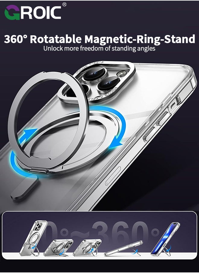 GROIC - For iPhone 15 Pro Max Case with Magnetic Invisible Stand, Compatible with MagSafe,Transparent Phone Cover with Lens Protection,iPhone 15 Pro Max 6.7'' Shockproof Phone Shell - Image 1