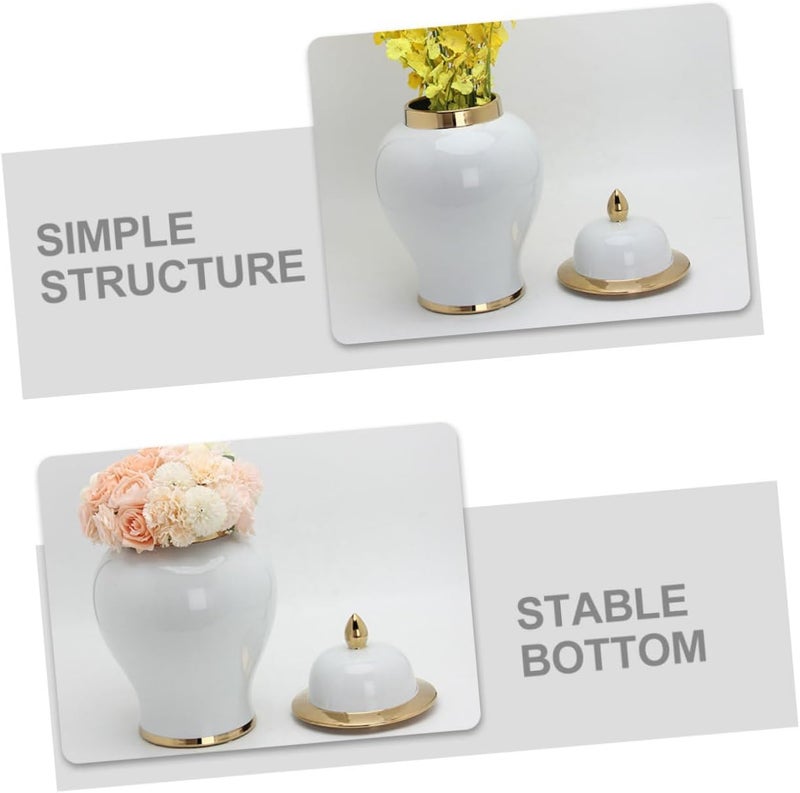Ceramic Ginger Jar Tea Storage Jar Home Decor Vase Rustic Flower Centerpiece - Image 3