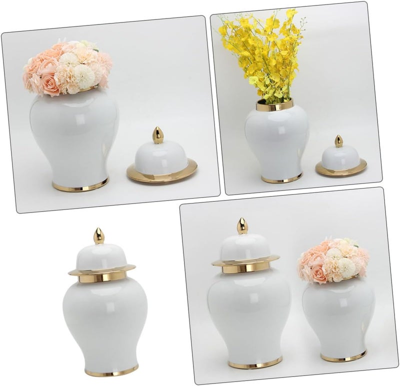Ceramic Ginger Jar Tea Storage Jar Home Decor Vase Rustic Flower Centerpiece - Image 2