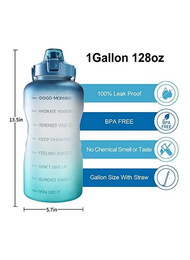 NIBEMINENT Motivational Time Marker Water Bottle Navy/Green - Image 1