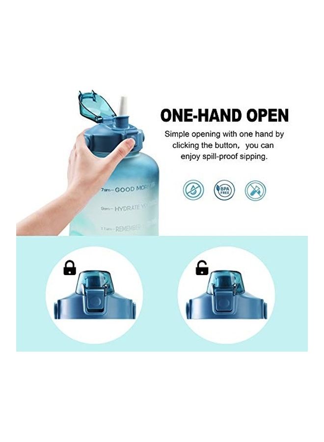 NIBEMINENT Motivational Time Marker Water Bottle Navy/Green - Image 2