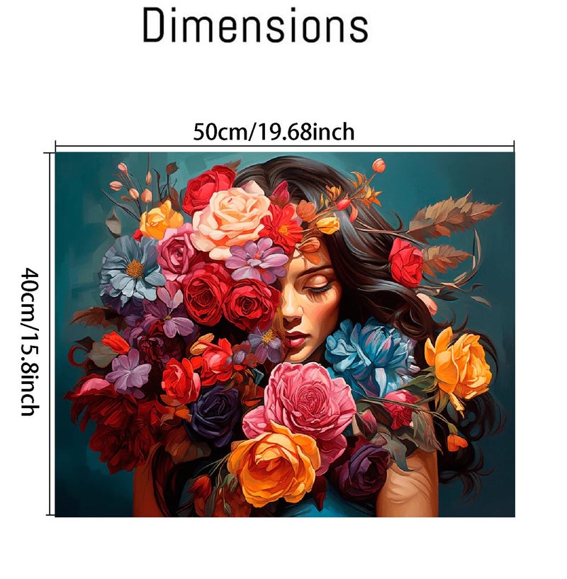 Clendo Flower Woman Paint by Numbers Kit for Adults, DIY Flower Paint by Numbers on Canvas, Colorful Picture Oil Painting Art and Crafts Kits for Wall Decor 16x20inch(Without Frame) - Image 2