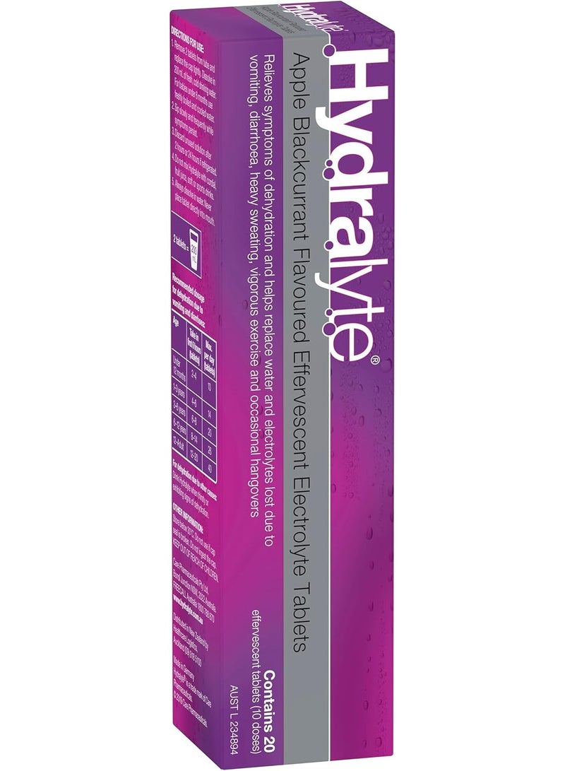 Hydralyte Effervescent Electrolyte Tablet Apple Blackcurrant Flavoured  20 Servings - Image 1