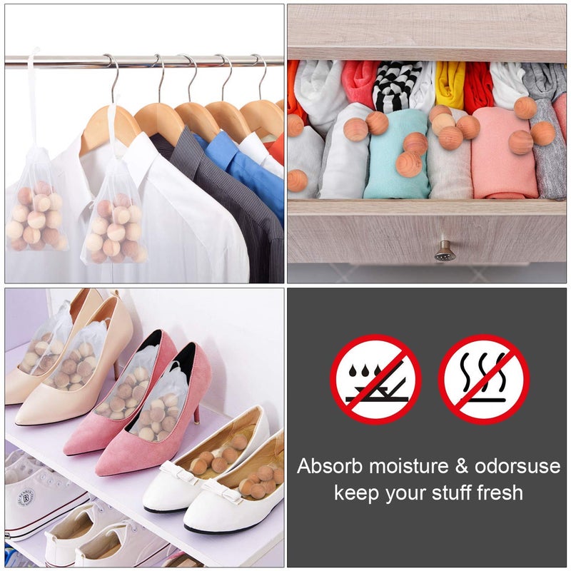 PRETOX PRETOX Natural Red Wood Cedar Balls For Pest Control Garments Closets Wardrobe Fragrance Clothes Freshener Moth Protection Wooden Cedar Balls Combo Storage Accessories Closets Drawers 12 - Image 4