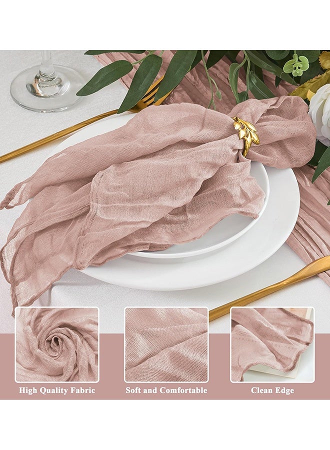 8 Packs Cheesecloth Napkins 20 x 20 Inch Pink Boho Gauze Cheese Cloth Napkins Bulk Rustic Dinner Table Decor for Wedding Bridal Baby Shower Party Eid Gatherings Banquets Catering Home Dining Table Decor - Image 3