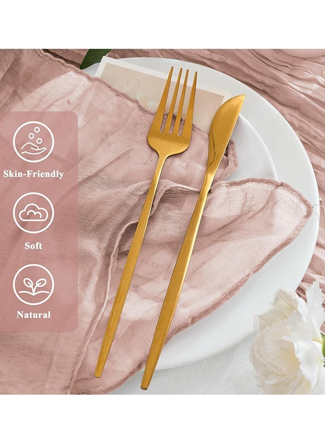 8 Packs Cheesecloth Napkins 20 x 20 Inch Pink Boho Gauze Cheese Cloth Napkins Bulk Rustic Dinner Table Decor for Wedding Bridal Baby Shower Party Eid Gatherings Banquets Catering Home Dining Table Decor - Image 4