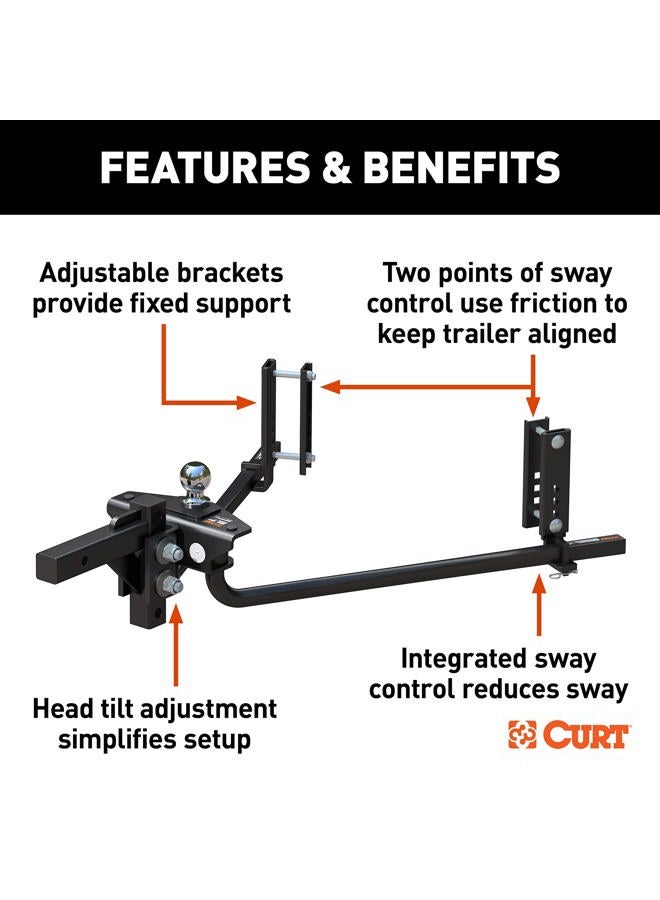 Curt 17499 TruTrack 4P Weight Distribution Hitch with 4x Sway Control, Up to 8K, 2-Inch Shank - Image 3