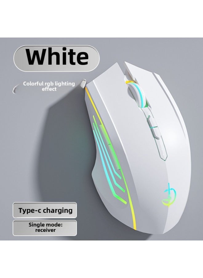 Generic Bluetooth Wireless Mouse Silent Silent Rechargeable Gaming E-Competition Male And Female Desktop Laptop Universal-Specifications:Advanced Version 7-key-single Mode-2400dpi-rgb Light-snow White-official Standard  - Image 1