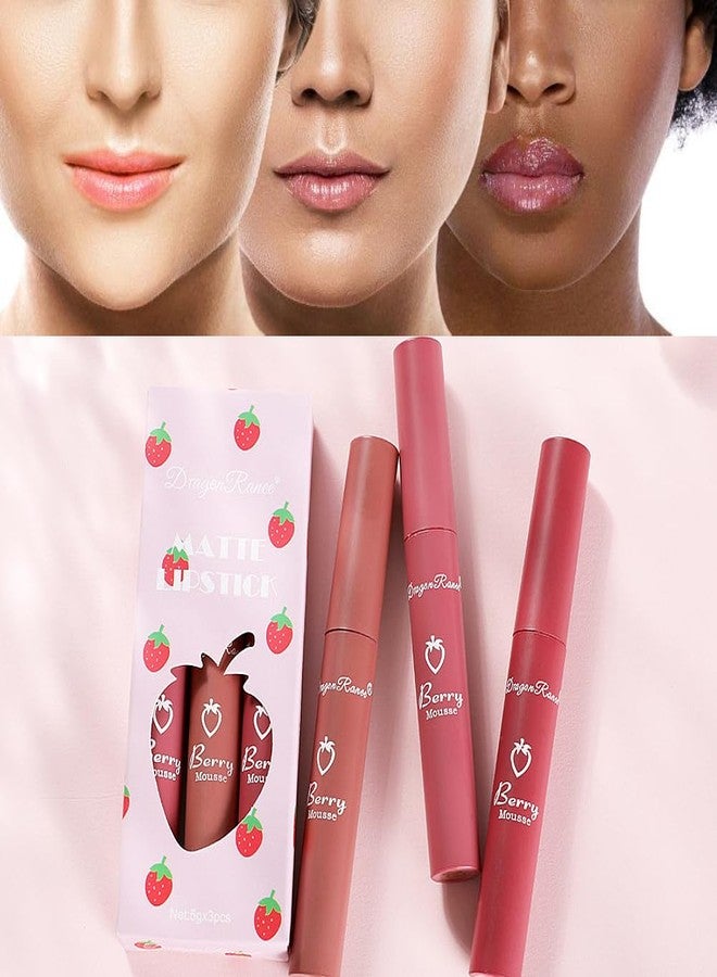 MYUANGO 3Pcs Matte Liquid Lipstick Makeup Set, Pigment Velvety Nude Lip Stain Waterproof Long-Lasting Wear Lip Gloss Make up Gift Set (Set D) - Image 2
